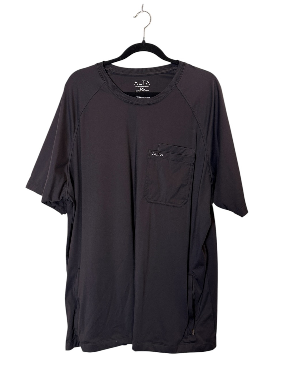 Alta Men's Black Short-Sleeve Multi Pocket Black Scrub Utility Top sz XXL